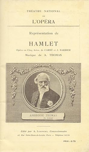 Souvenir program for a performance of the composer's opera Hamlet at the Théatre National de l'Op...