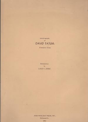 Autobiography of David Tatum: Formative Years