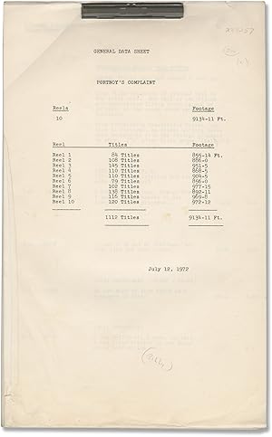 Portnoy's Complaint (Original post-production script for the 1972 film)