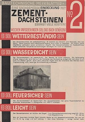 Bautechnische Merkblätter No. 2: Zementdachstein.