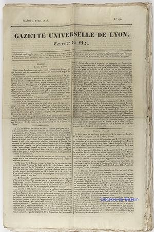 Gazette Universelle de Lyon Courrier du Midi Mardi 4 avril 1826 N°47