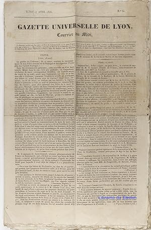 Gazette Universelle de Lyon Courrier du Midi Lundi 17 avril 1826 N°60