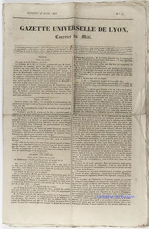 Gazette Universelle de Lyon Courrier du Midi Vendredi 28 avril 1826 N°71