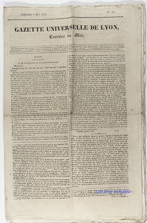 Gazette Universelle de Lyon Courrier du Midi Vendredi 5 mai 1826 N°78