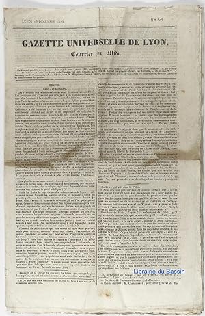 Gazette Universelle de Lyon Courrier du Midi Lundi 18 décembre 1826 N°303
