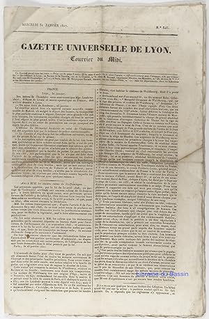 Gazette Universelle de Lyon Courrier du Midi Mercredi 31 janvier 1827 N°346