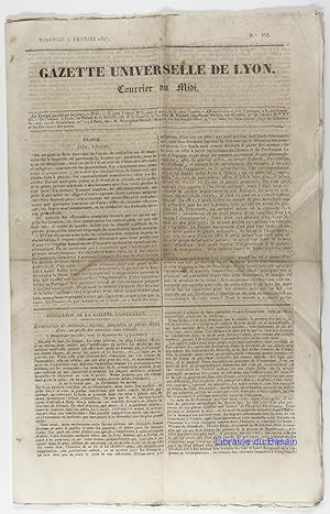 Gazette Universelle de Lyon Courrier du Midi Dimanche 4 février 1827 N°350