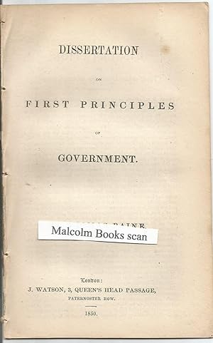 Dissertation on First Principles of Government