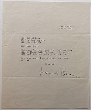 Typed Letter Signed to a gossip columnist