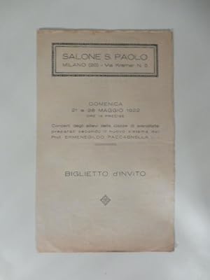 Salone S. Paolo, Milano. Concerti degli allievi della classe di pianoforte preparati secondo il n...