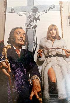Salvador Dali, Woman with a Riding Crop in Fur Coat and Crucified Skeleton.