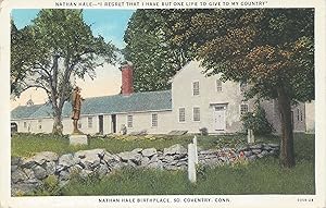 Nathan Hale Birthplace, South Coventry, Connecticut, 1933 Postcard, Used