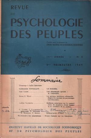 Revue de la psychologie des peuples / n° 2 /1959