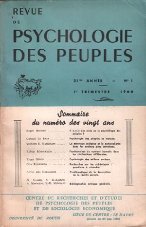 Revue de la psychologie des peuples / n° 1 / 1966
