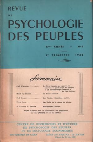 Revue de la psychologie des peuples / n° 2 / 1962