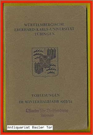 Vorlesungen im Winterhalbjahr 1933 / 34.