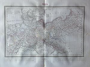 Mapa PRUSIA CON SUS ADQUISICIONES SOBRE EL RIN Barcelona 1835