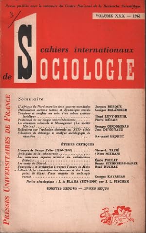 Cahiers internationaux de sociologie volume n ° XXX