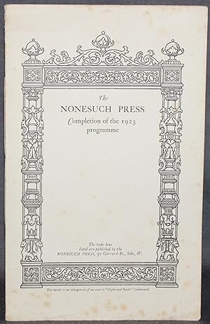 THE NONESUCH PRESS: COMPLETION OF THE 1923 PROGRAMME