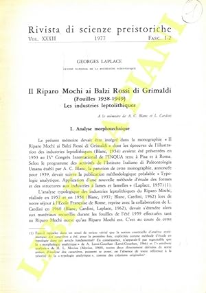 Il Riparo Mochi ai Balzi Rossi di Grimaldi (Fouilles 1938-1949) . Les industries leptolithiqyes.
