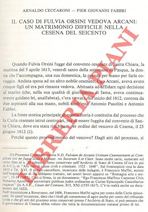 Il caso di Fulvia Orsini vedova Arcani: un matrimonio difficile nella Cesena del Seicento.