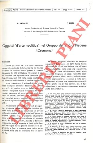 Oggetti  d'arte neolitica  nel Gruppo del Vhò di Piadena (Cremona) .