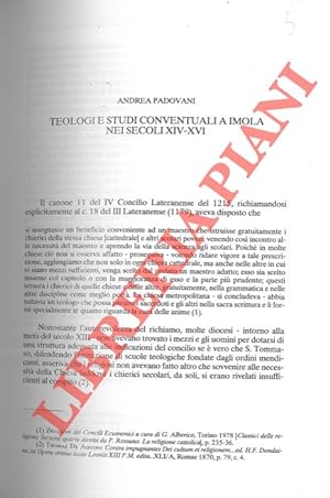 Teologi e studi conventuali a Imola nei secoli XIV-XVI.