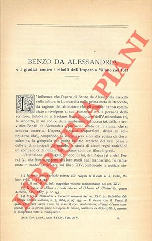 Benzo da Alessandria e i giudizi contro i ribelli dell'impero a Milano nel 1311.