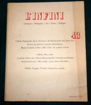 L'Infini. Litterature, Philosophie, Art Science, Politique. Quarterly. Autumn 1993 No 43.