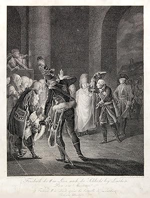 (Berlin 24. 01. 1712 - 17. 08. 1786 in Potsdam). "Friedrich der II. in Lissa nach der Schlacht be...