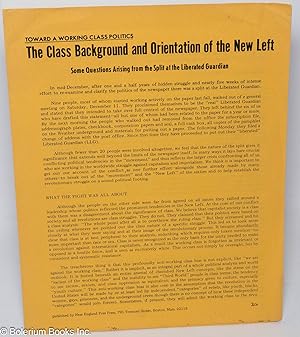 The class background and orientation of the new left. Some questions arising from the split at th...