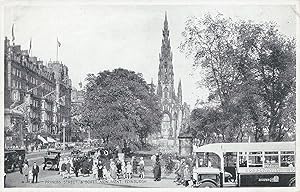 Princes Street and Scott Monument, Edinburgh, Scotland, early postcard, unused