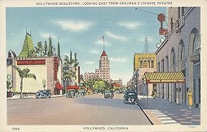 Hollywood Boulevard, Looking East from Grauman's Chinese Theater, early postcard, unused