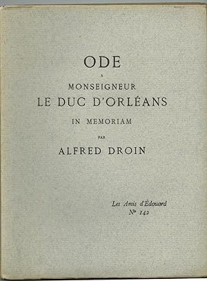 Ode à Monseigneur le Duc d'Orléans in memoriam.