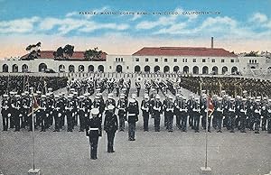 Parade, Marine Corps Base, San Diego, California, early postcard, unused