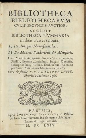 Bibliotheca Bibliothecarum curis secundis auctior.