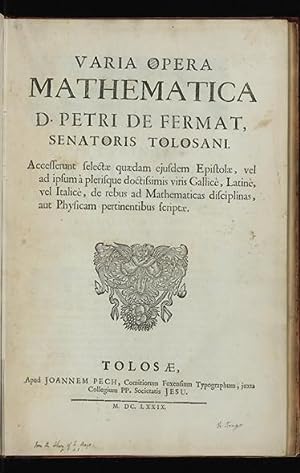 Varia Opera Mathematica.accesserunt selectae quaedam eiusdem Epistolae, vel ad ipsum à plerisque ...