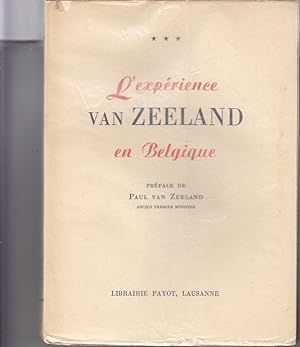 L'expérience Van Zeeland en Belgique