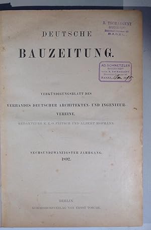 Deutsche Bauzeitung 26. jahrgang 1892 - Verkündigungsblatt des Verbandes Deutscher Architekten- u...