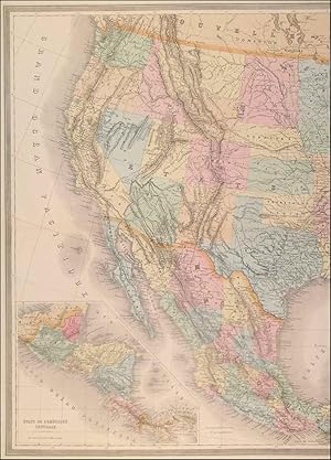 CARTE GÉNÉRALE DES ÉTATS-UNIS ET DU MEXIQUE COMPRENANT LAMÉRIQUE CENTRALE ET LES ANTILLES. Lar...