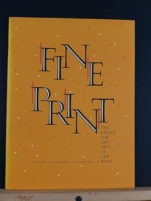 Fine Print: A Review for the Arts of the Book, October 1987