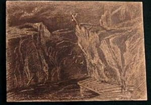 "Mountainous Landscape". ORIGINAL Miniature pencil sketch.