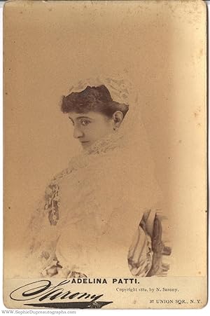 Unsigned Cabinet Photograph by Sarony of New York, (Adelina, 1843-1919, Italian Soprano)]