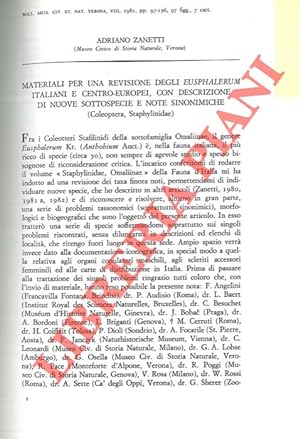 Materiali per una revisione degli Eusphalerum italiani e centro-europei, con descrizione di nuove...