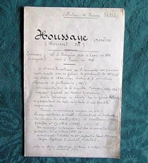 Lettre Autographe Signée d'Arsène Houssaye.