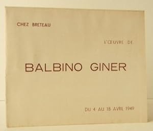 BALBINO GINER (GARCIA). Carton dinvitation à lexposition Balbino Giner (Garcia) chez Breteau du...