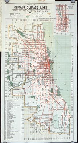 Seeing Greater Chicago by the Chicago Surface Lines. A Sightseeing and Route Guide. (Map title: S...