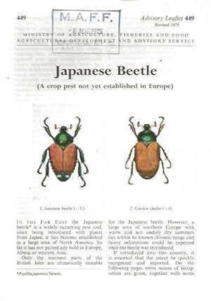 Japanese Beetle. (A crop pest not yet established in Europe). Advisory Leaflet 449.