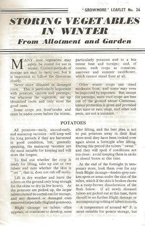 Storing Vegetables in Winter. From Allotment and Garden. Growmore Leaflet No. 26.