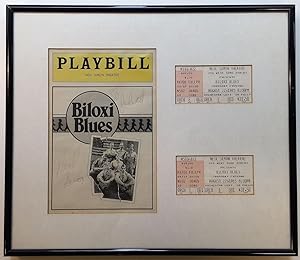Framed Signed Playbill with two ticket stubs for "Biloxi Blues"
